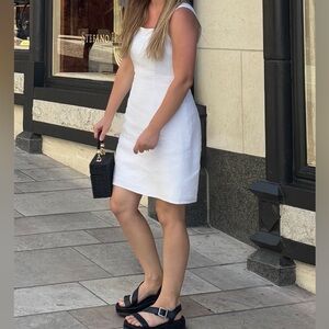 J. Crew White Sleeveless Mini linen Dress